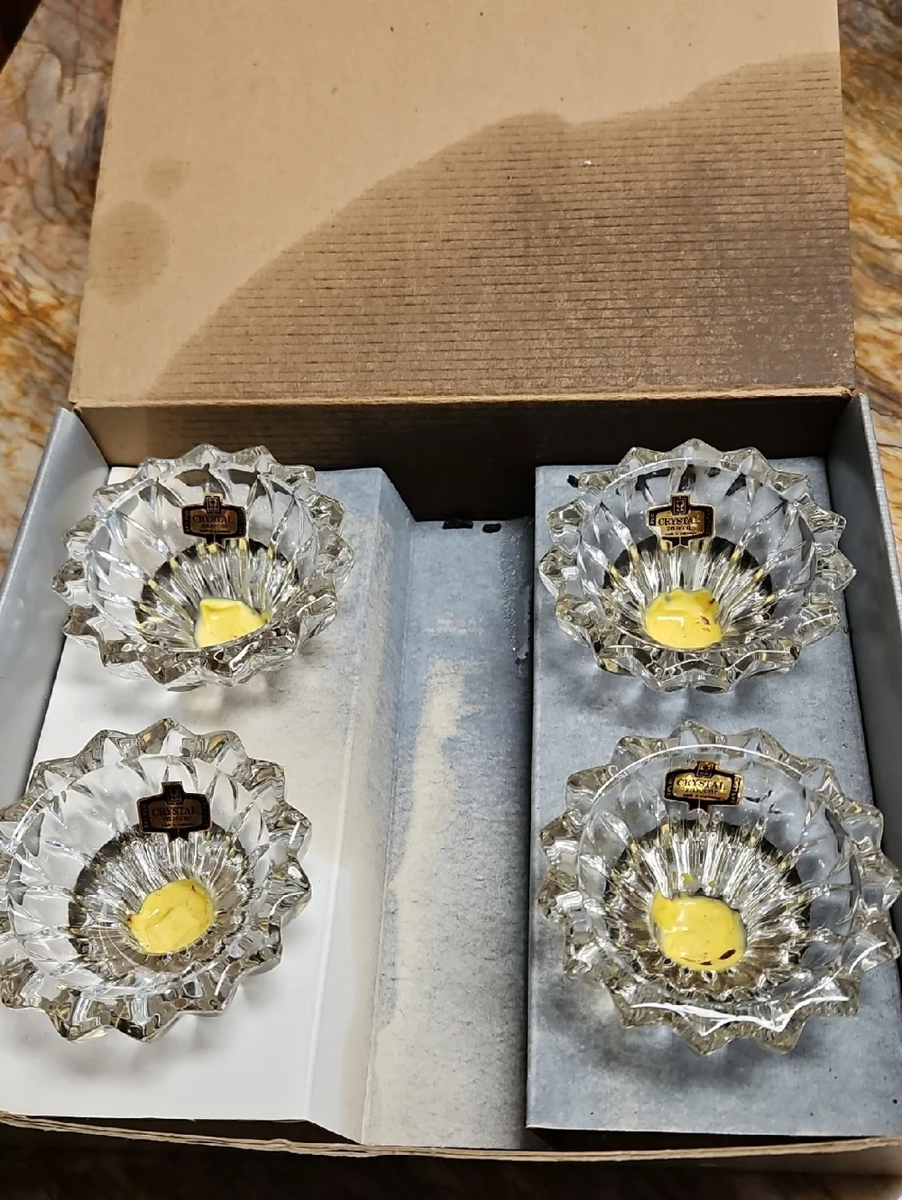 PRESTIGE Vintage hand-cut 24% full lead crystal taper candle holder set of 4